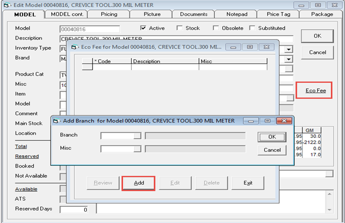 EcoFeesModelSetup
