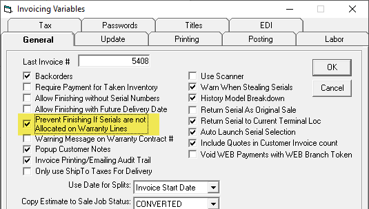 Prevent Finishing Setting