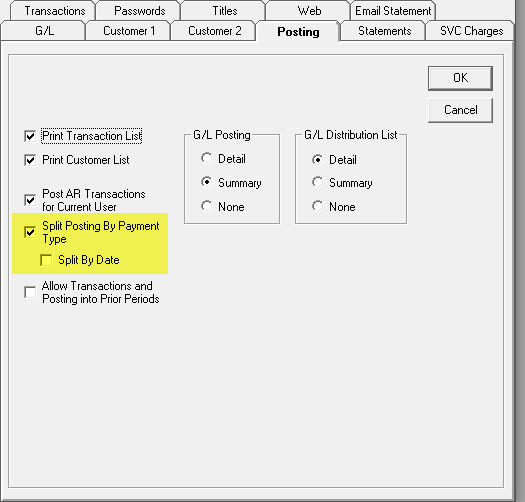Invoice Daily Balancing AR Variables Posting tab