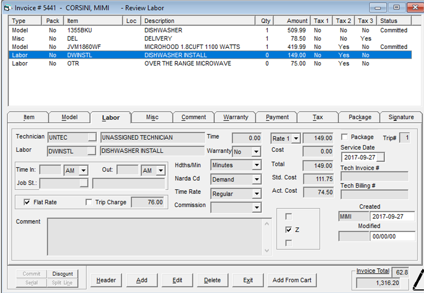 Labor Invoice