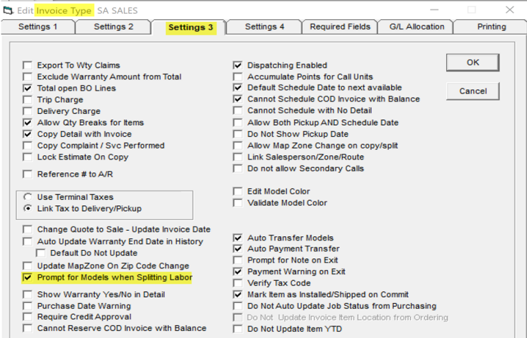 Labor Invoice Type