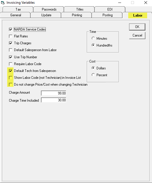 Labor Invoice Variable