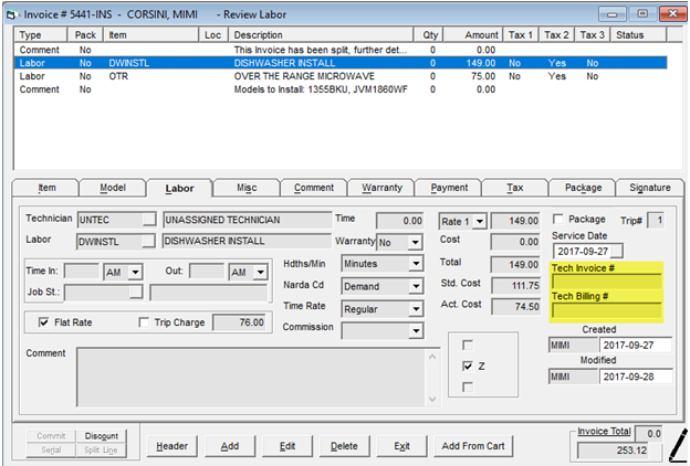 Labor Reconcile Invoice