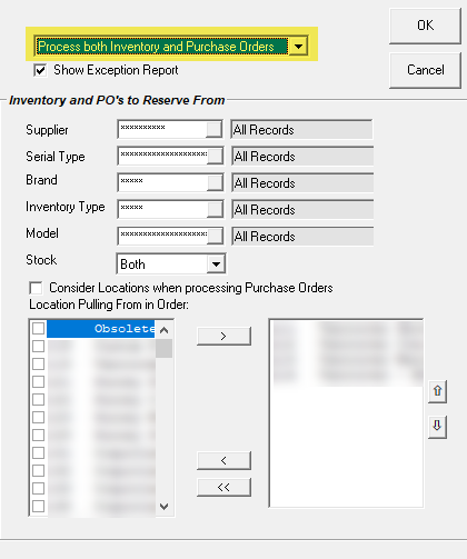 Process Both Inventory and Purchase Orders Dropdown