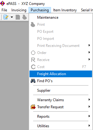 PurchasingFreightAllocationMenu
