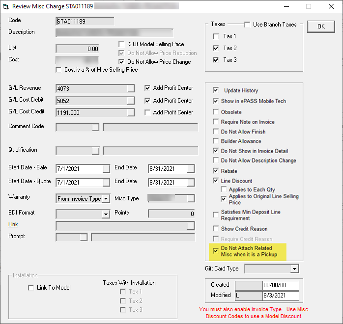 Related Misc Code Setup