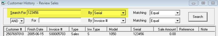 SerialSearchCustomerHistory