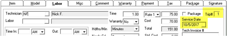 Trip Numbers Labor Line
