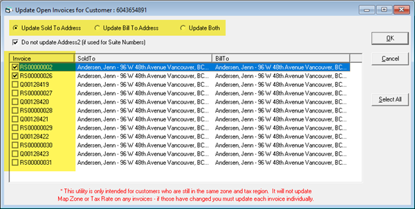 Select Invoices