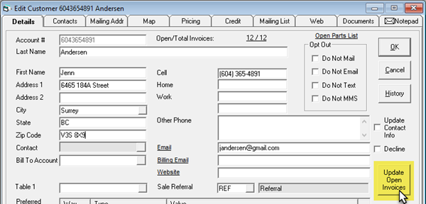 Update Open Invoices
